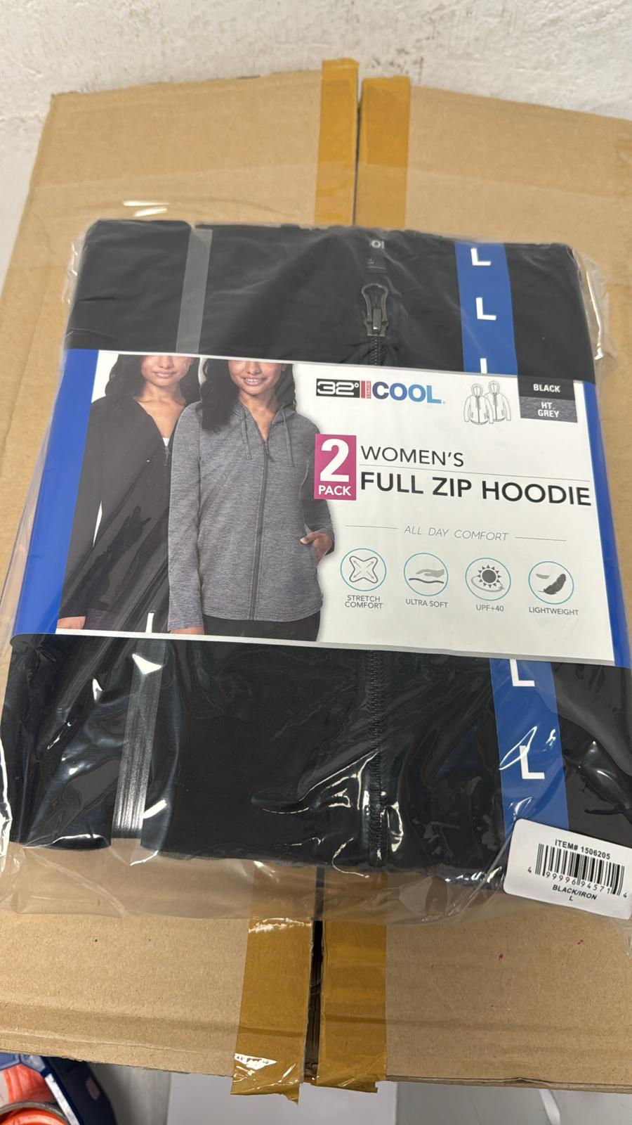 4G091 32 Degrees 女裝 zip hoodie 1套2件 黑/灰套裝 Size L