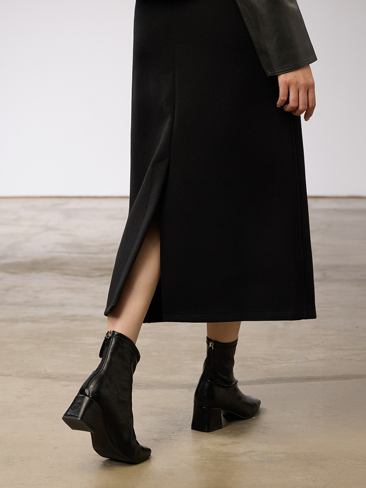 OH!HER 順身挺版毛呢長裙（5%羊毛）