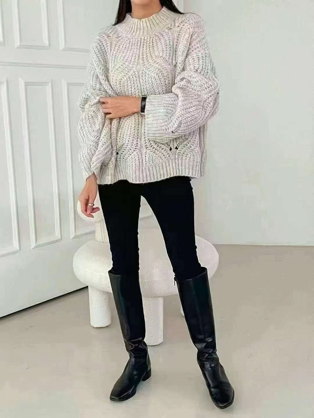 453 正韓超美鏤空鉤針毛衣