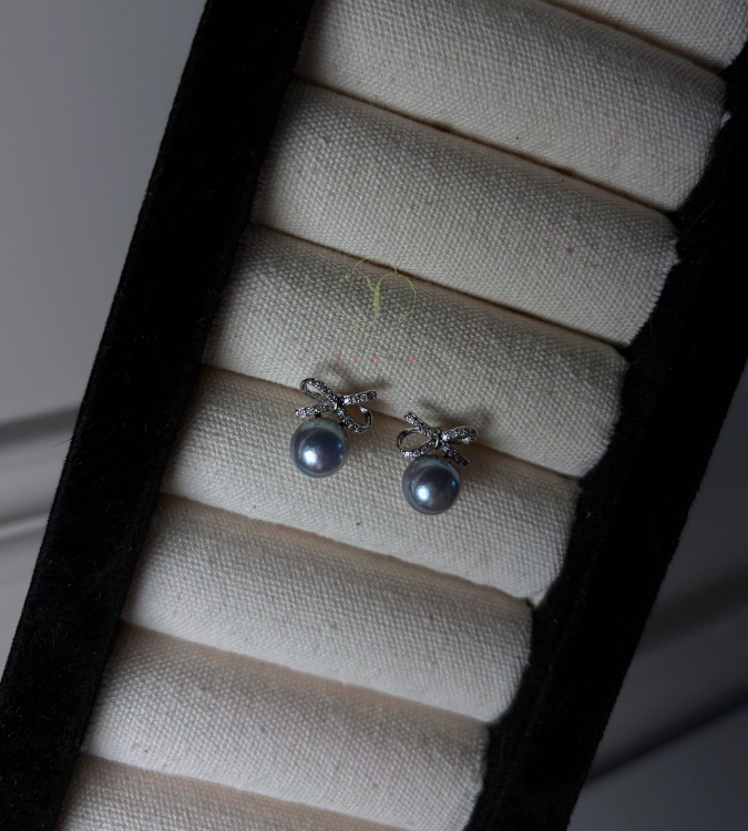 真多麻銀鑲蝴蝶耳環7-8mm