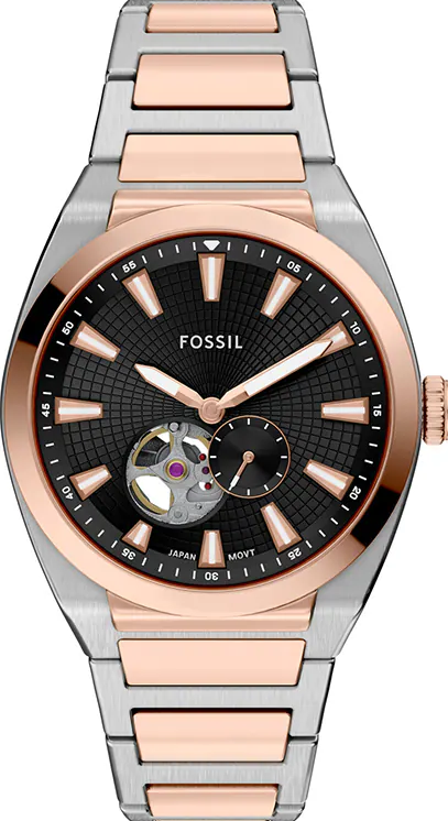 萬年鐘錶 - Fossil    極簡紳士黑面機械自動男錶 ME3277  錶徑42MM