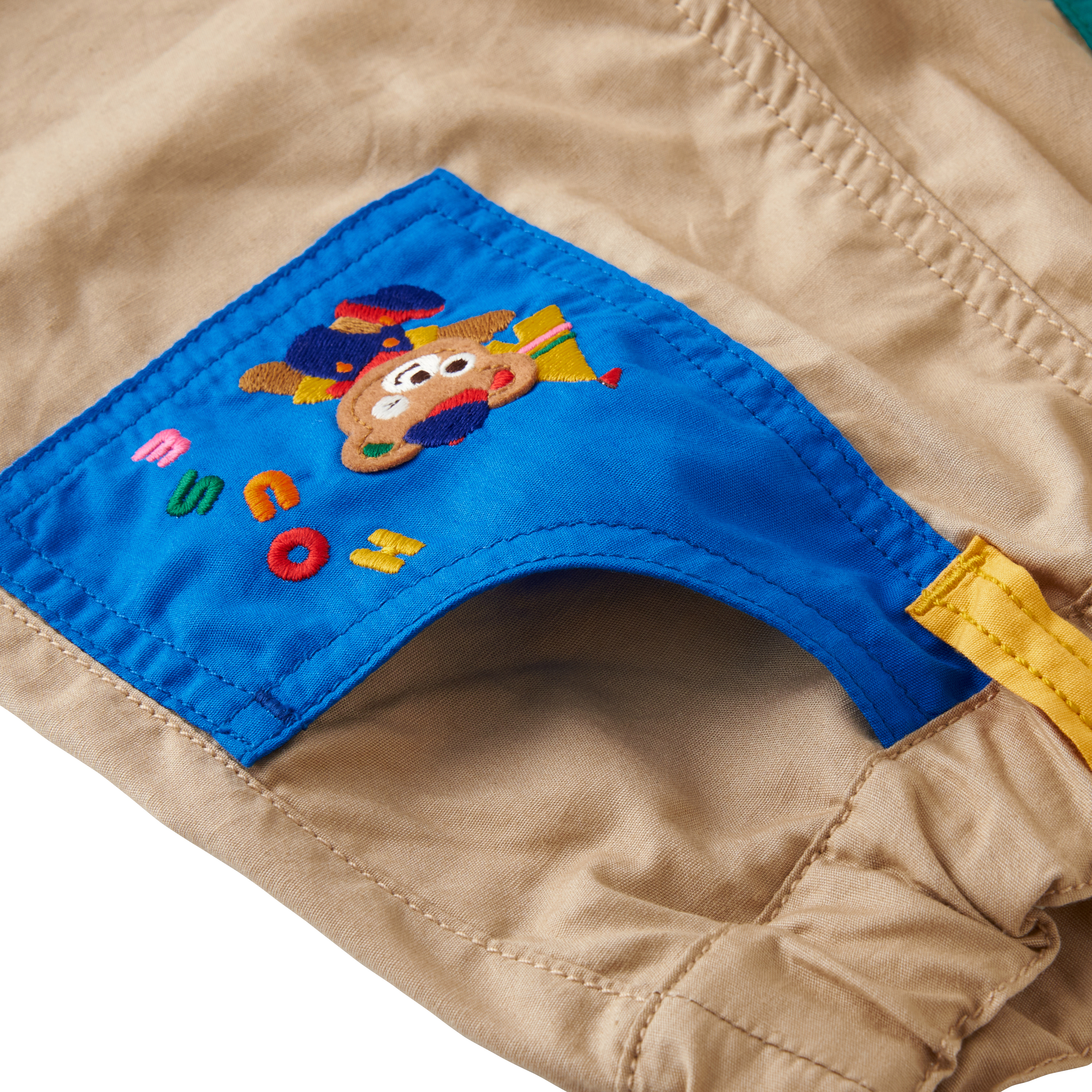 MH 口袋拼色小熊褲子