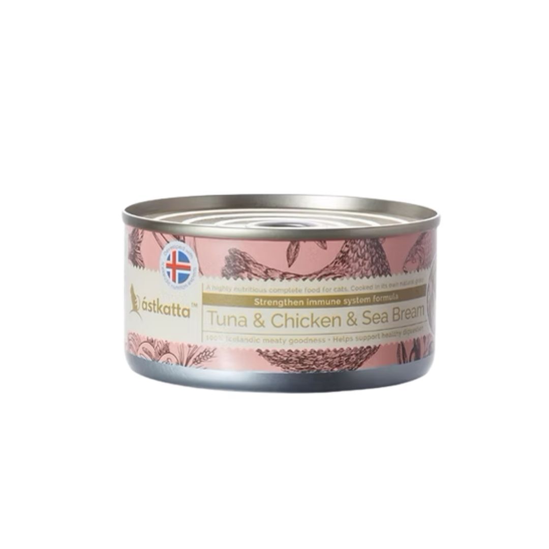 Astkatta 增強免疫配方 肉絲主食罐 80g (白鰹吞拿&雞肉&海鯛)