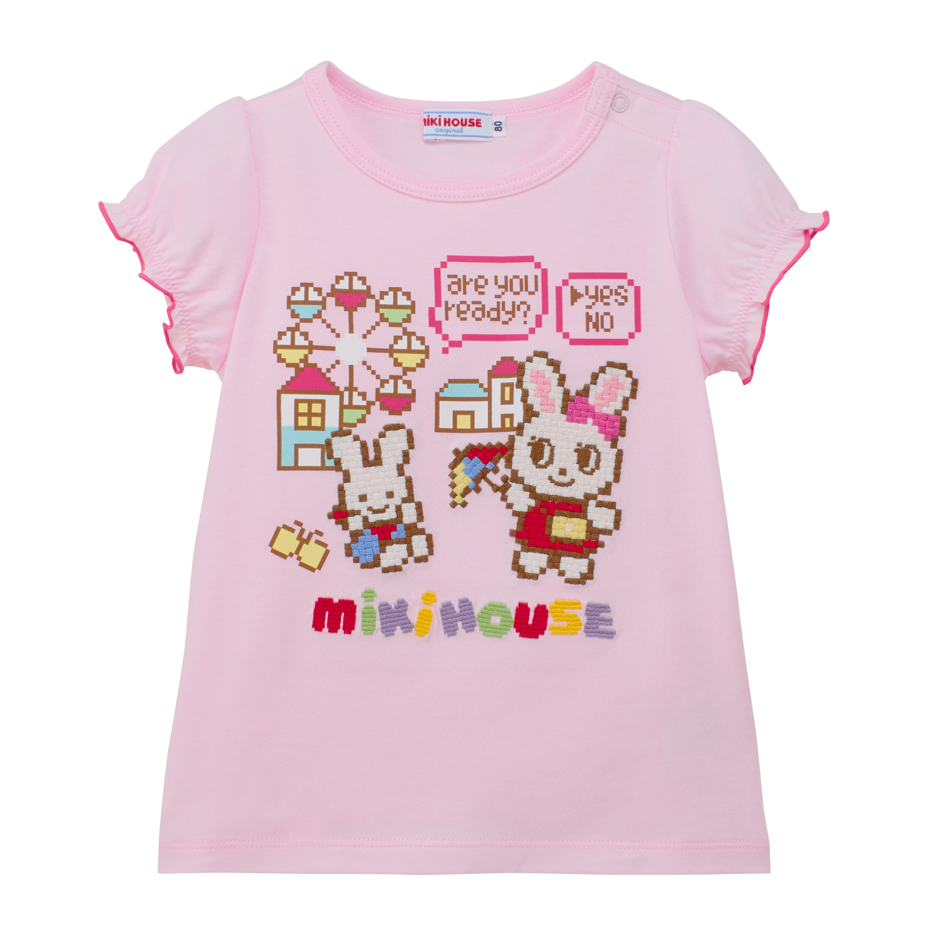 MH 小兔遊戲主題公主袖T恤