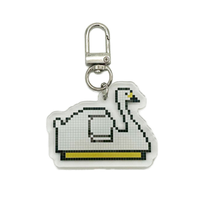 8bit Acrylic Keychain  Swan Boat Yellow