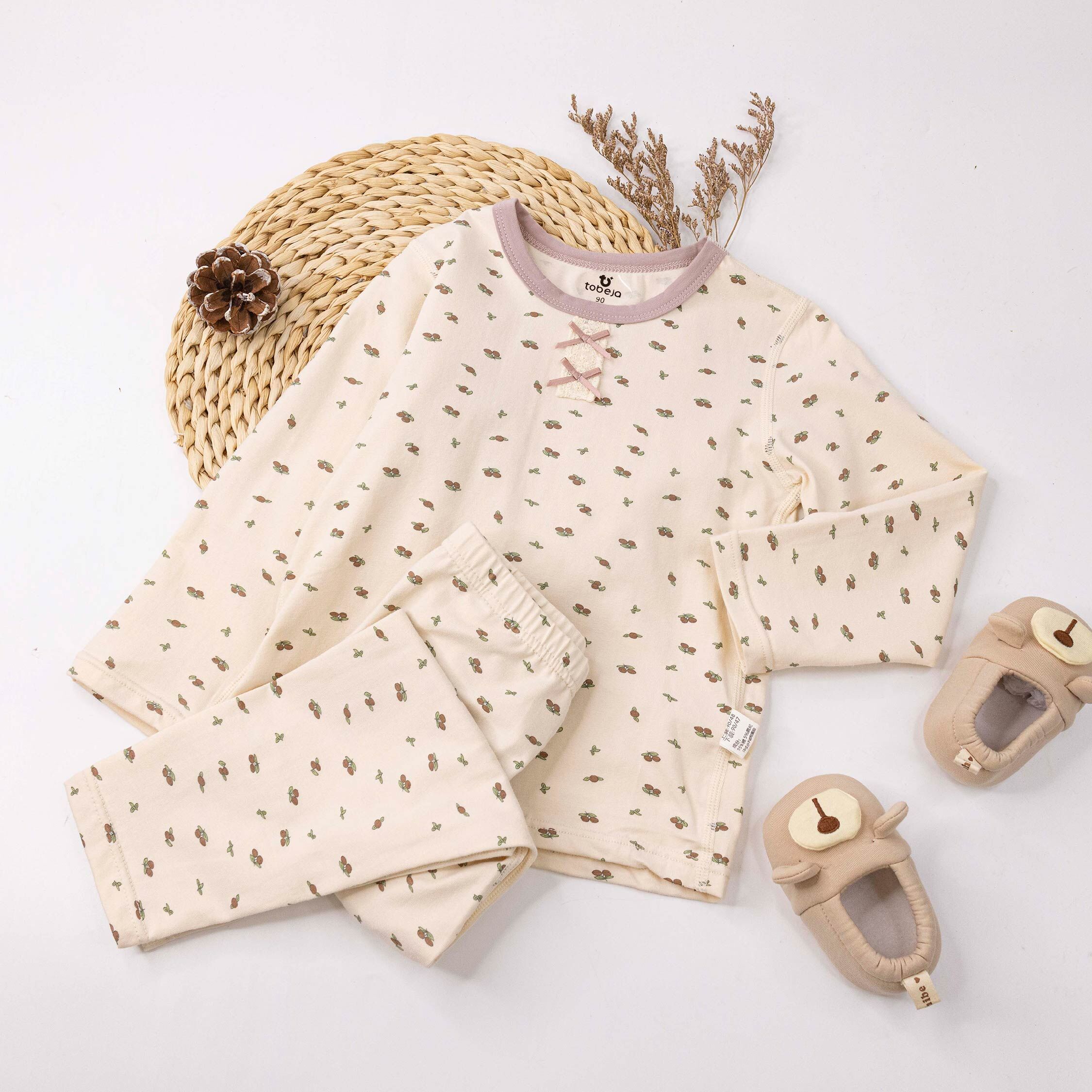 【JL5510】滿版莓果蝴蝶結睡衣套裝