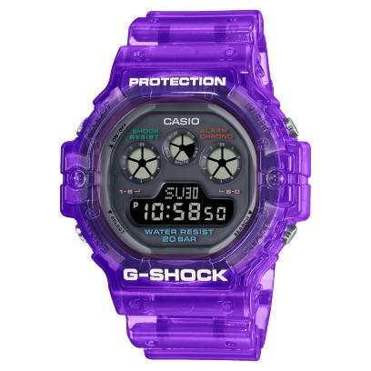 【CASIO 卡西歐】 G-SHOCK 亮麗的半透明 復古未來主義 耐衝擊 電子錶 DW-5900JT-6