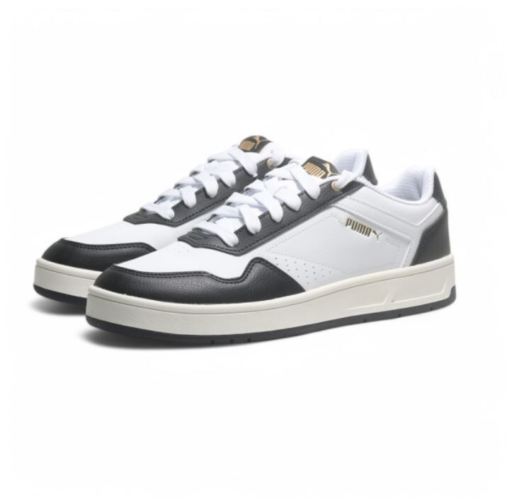 PUMA 休閒鞋 COURT CLASSIC 黑白 金標 皮革 復古款 男 39501819