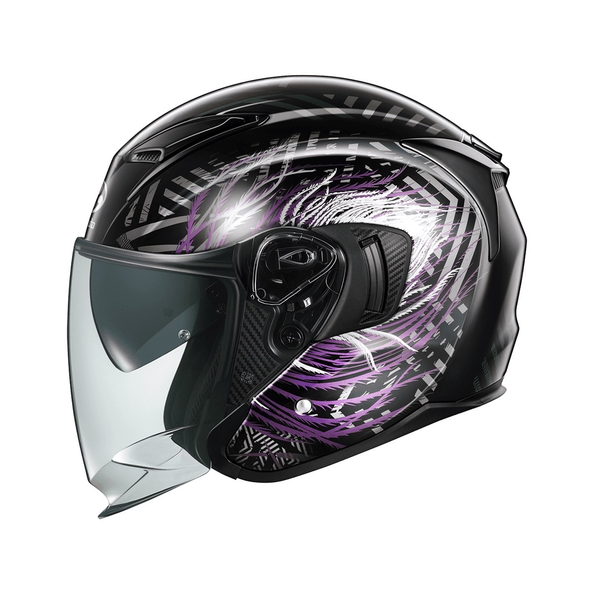 KABUTO EXCEED2  亮黑/紫 PLUME 彩繪