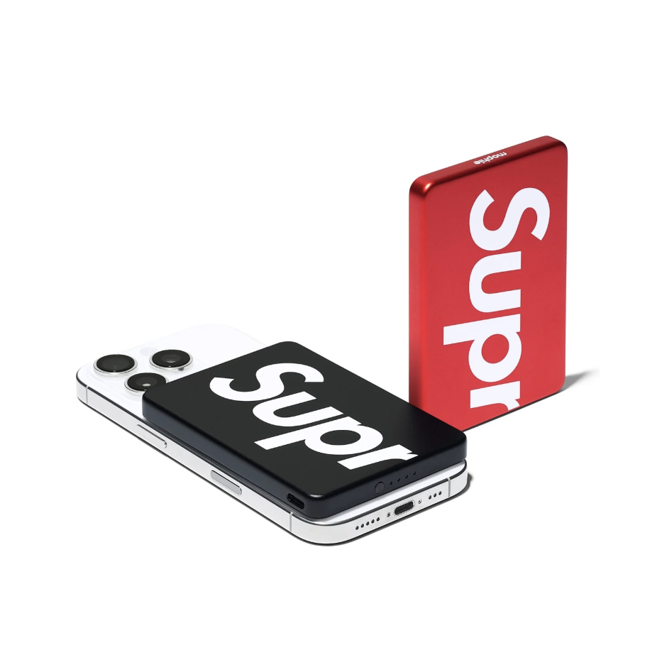 -(C015)-SUPREME MOPHIE QI2 POWERSTATION SS26 磁吸式 行動電源 黑色/紅色-SS26A126