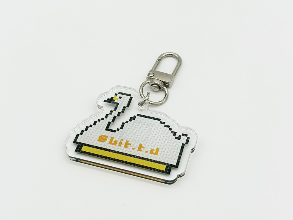 8bit Acrylic Keychain  Swan Boat Yellow