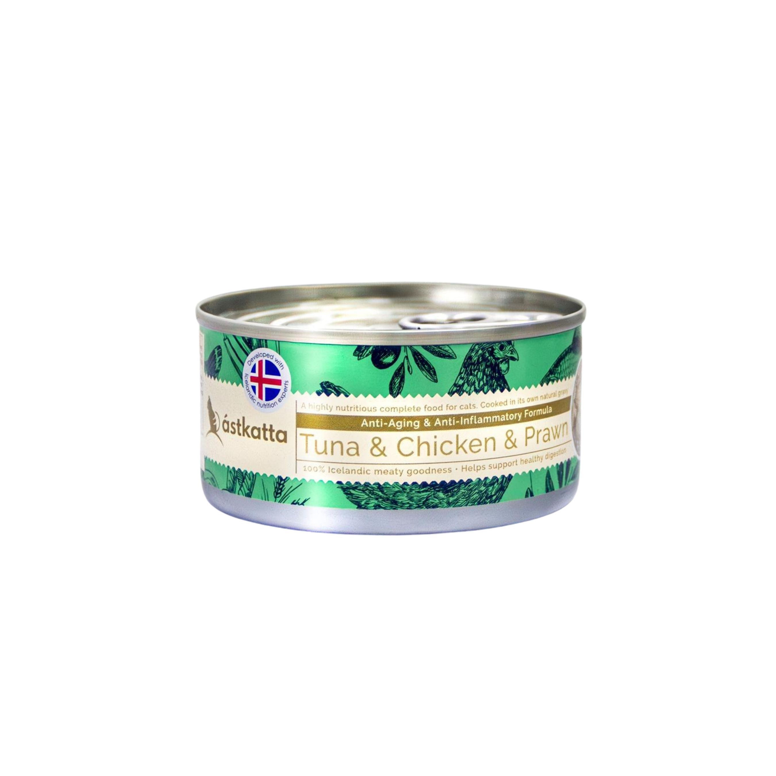 Astkatta 抗老化＋骨骼健康配方 肉絲主食罐 80g (白鰹吞拿&雞肉&白蝦)