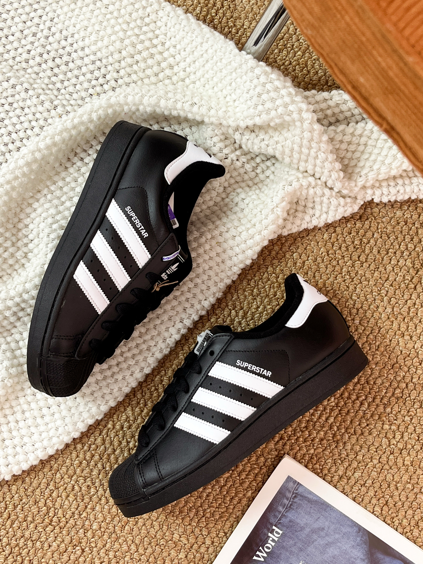 代購-ADIDAS SUPERSTAR 2.0  貝殼頭 愛迪達 三葉草 黑白 黑標 白尾 復古  男女同款 JI0079