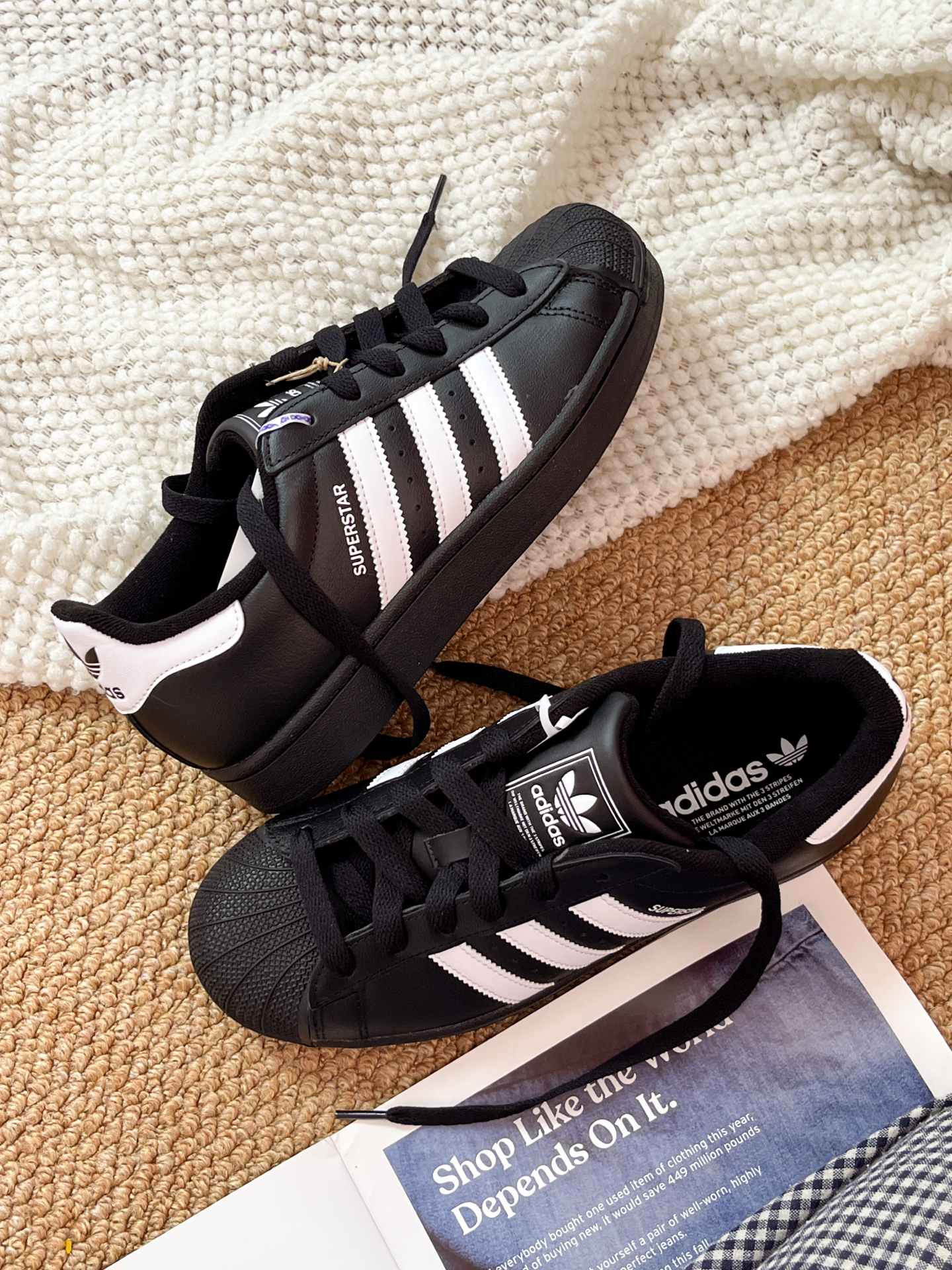 代購-ADIDAS SUPERSTAR 2.0  貝殼頭 愛迪達 三葉草 黑白 黑標 白尾 復古  男女同款 JI0079