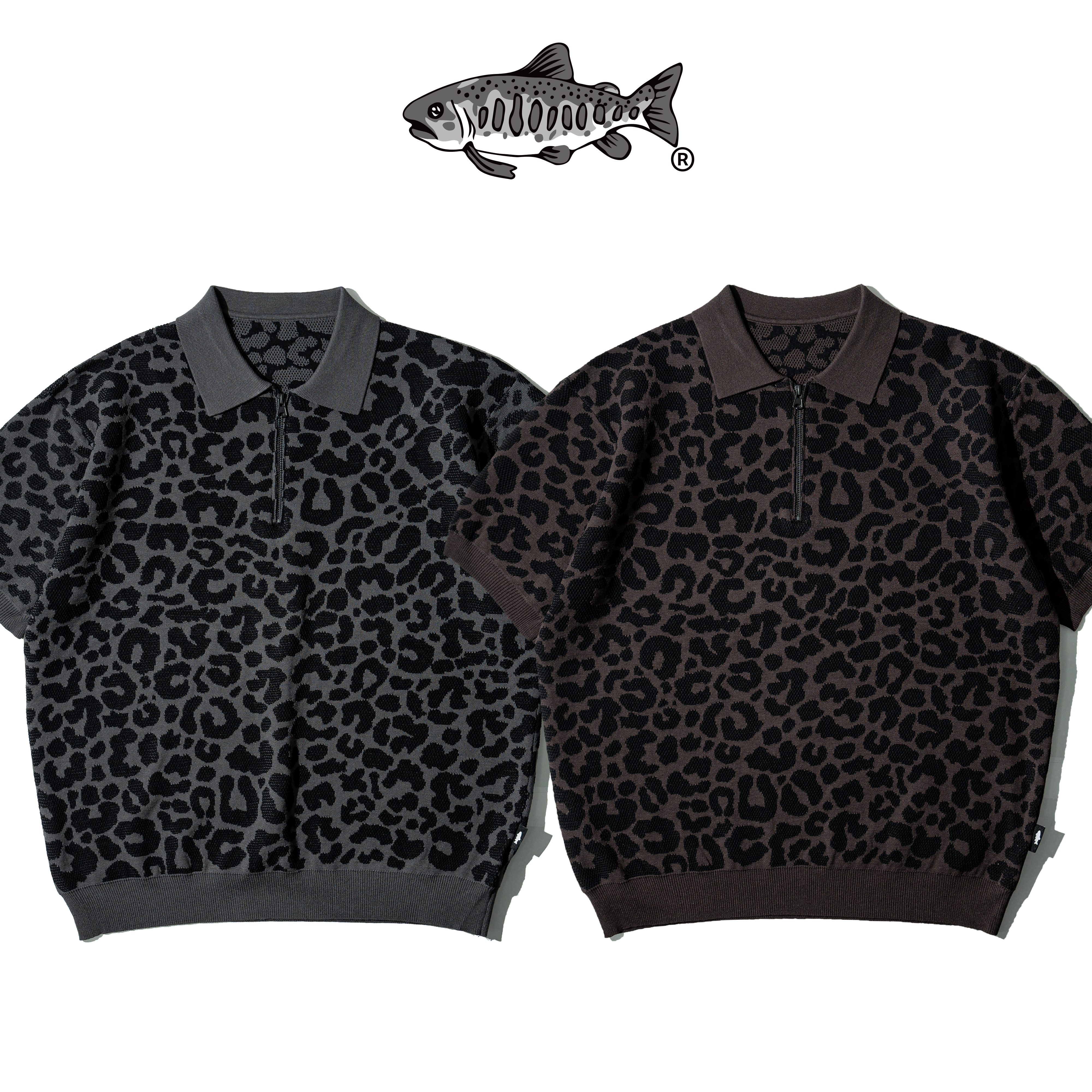 AGILITY Leopard Knit Zip Shirts 豹紋 針織 拉鍊Polo衫 [MS90]
