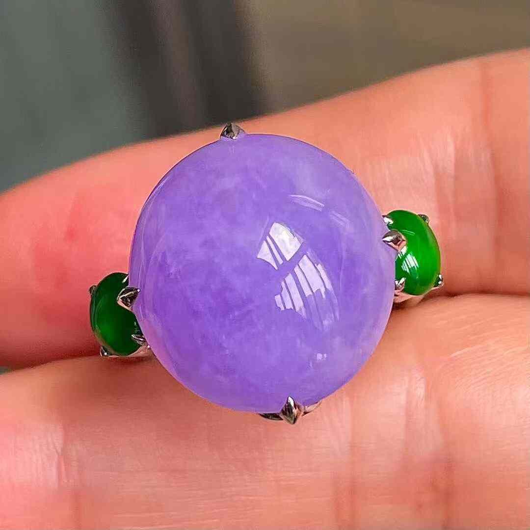 翡翠冰種紫羅蘭戒指,天然翡翠A玉, 緬甸玉, Jade, Jadeite