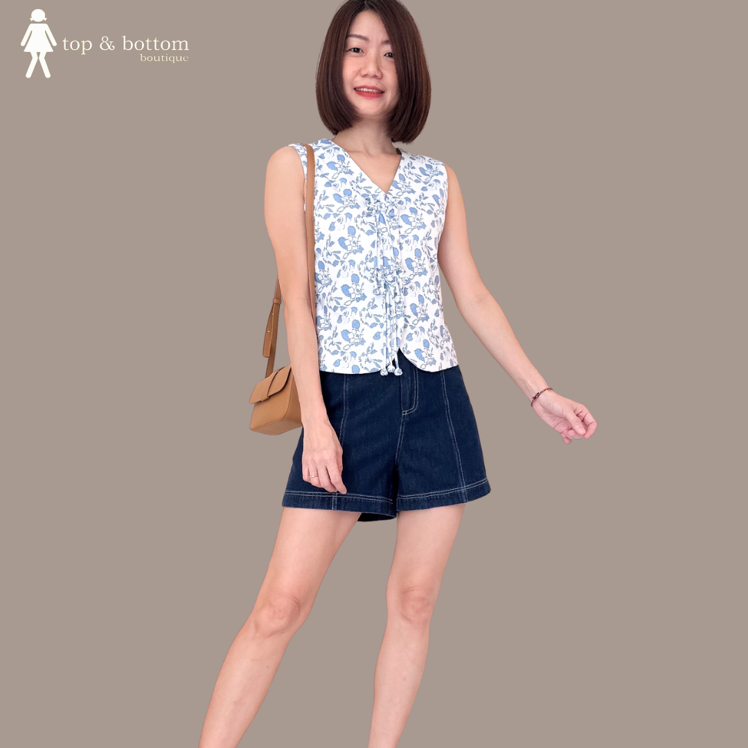 HIGH WAISTED DENIM WIDE LEG SHORTS