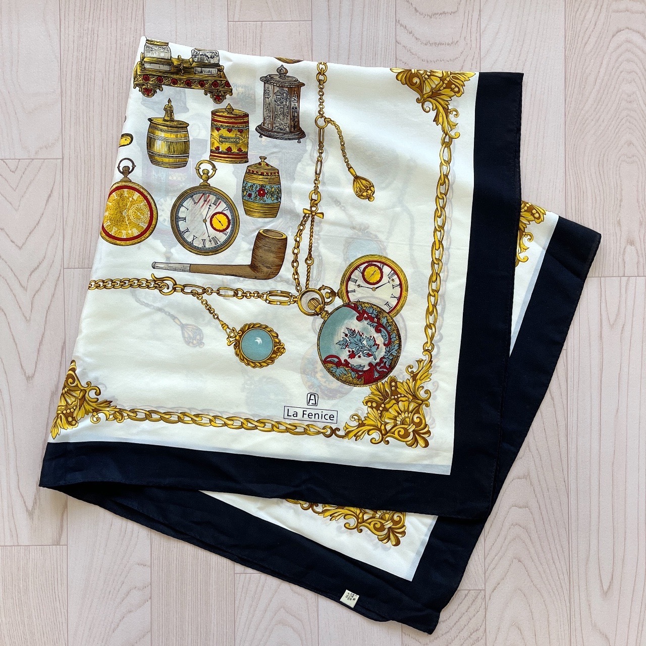 La Fenice古董鐘錶圖案絲巾