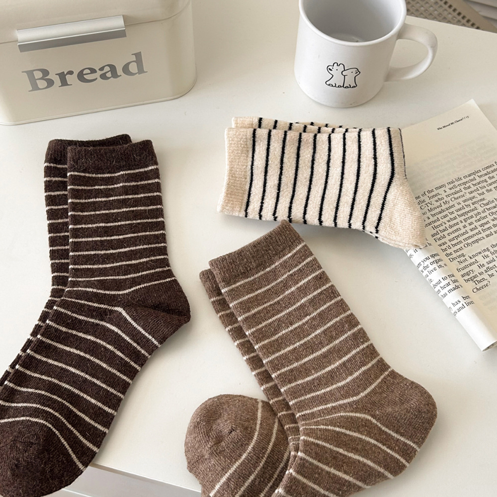 《6524》♾️秋冬羊毛氣質橫條紋襪