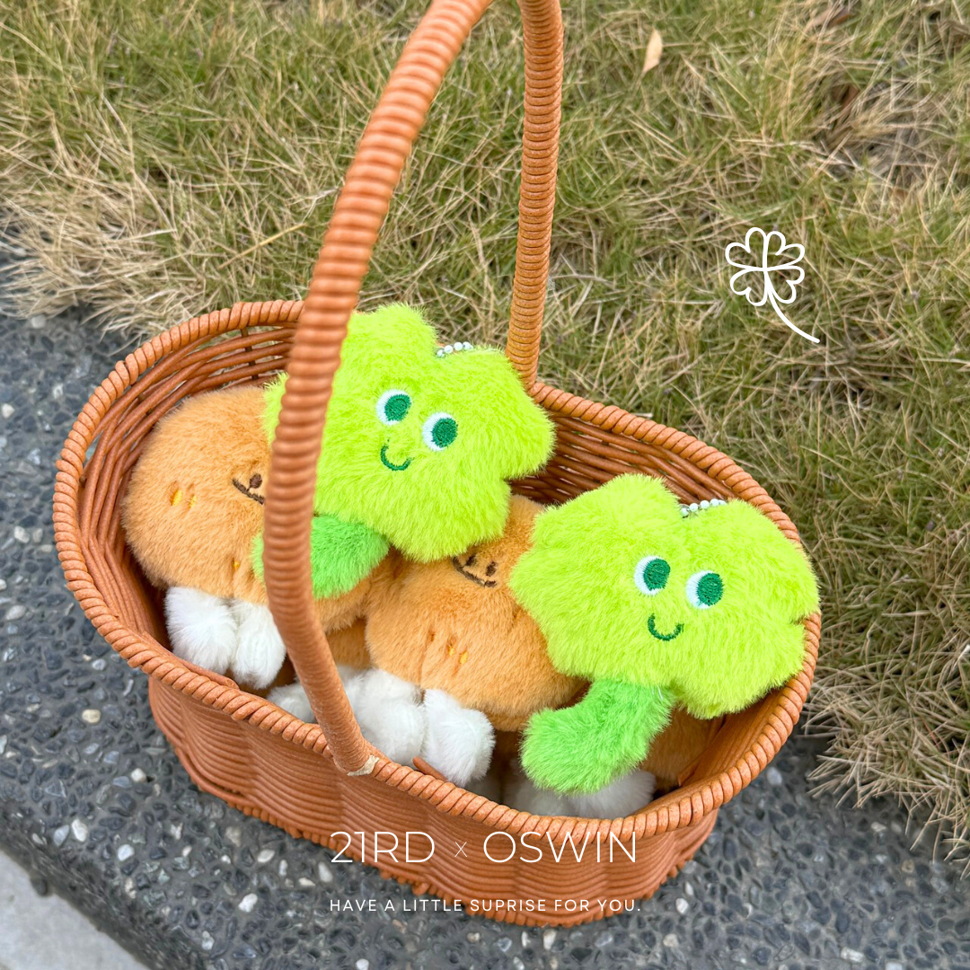 微笑 幸運四葉草 毛絨吊飾