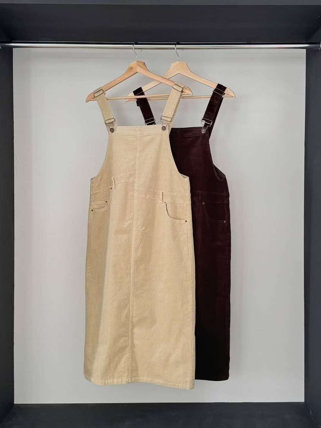 DR5412 燈芯絨工裝吊帶裙 - Beige *特價* (優惠碼同充值購物金不適用)