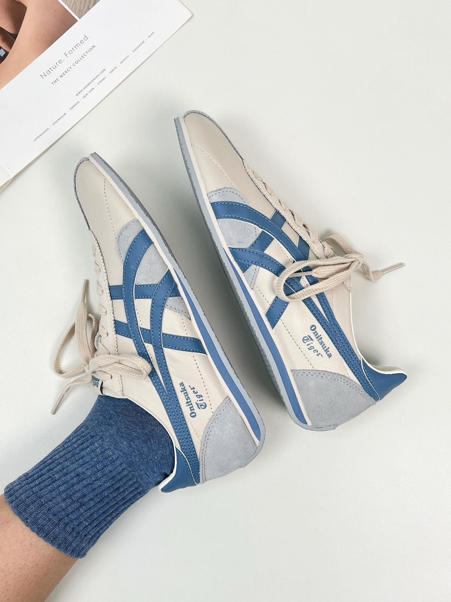 代購-Onitsuka Tiger鬼塚虎Runspark 合成革牛剖層革舒適減震耐磨低幫