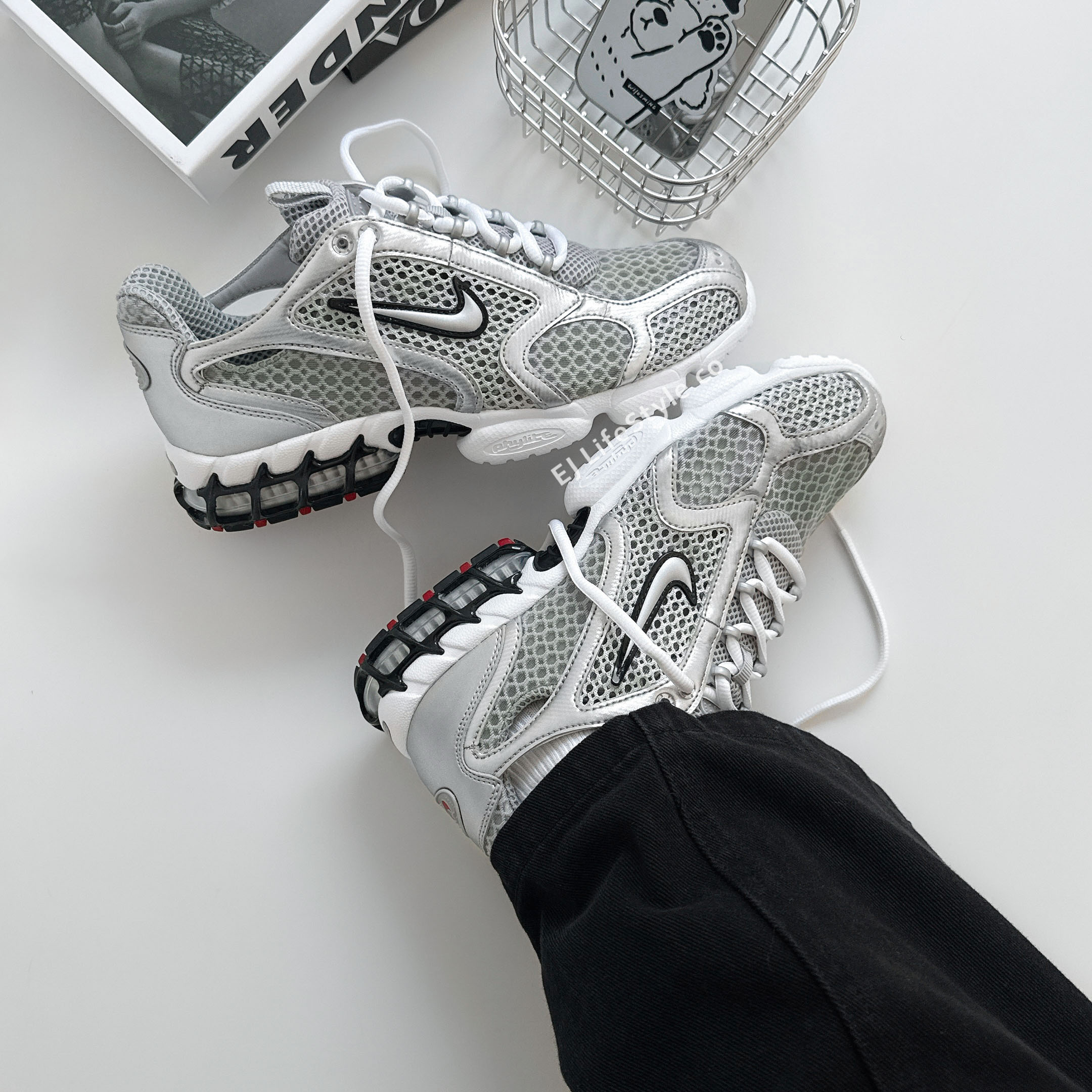 NIKE AIR ZOOM SPIRIDON CAGE 2 太空灰銀 黑白 紅 金屬銀 未來感 復古 氣墊 男鞋 / 現+預