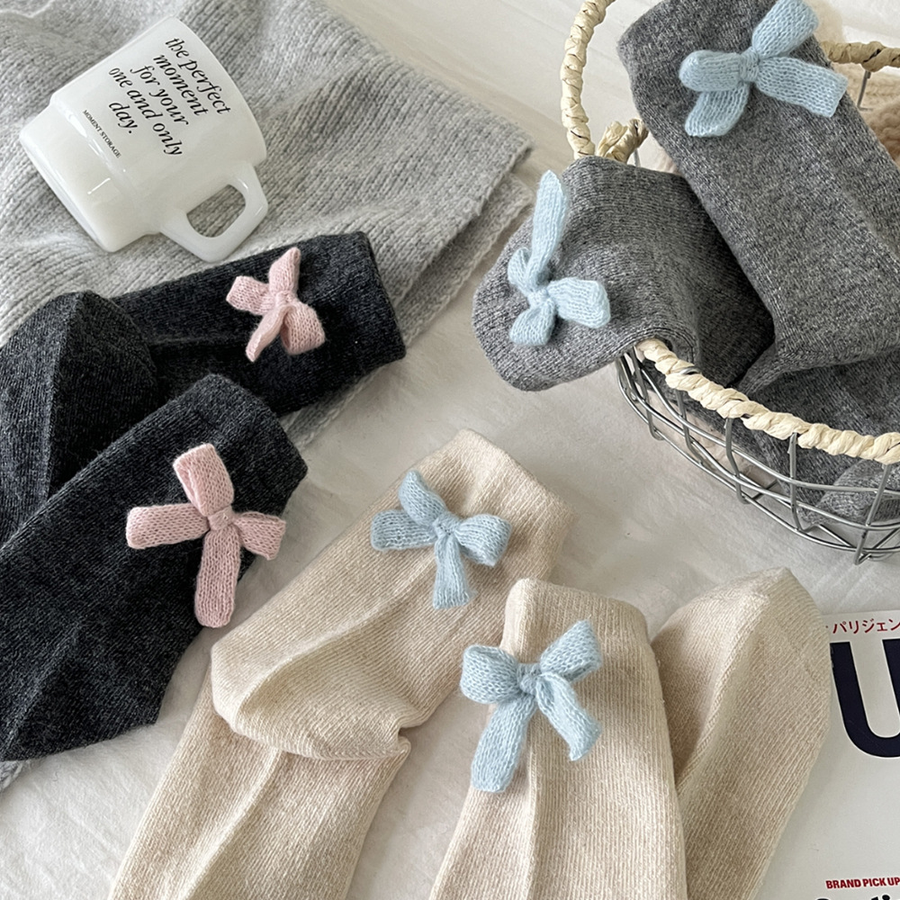 《6525》♾️秋冬羊毛氣質蝴蝶結襪