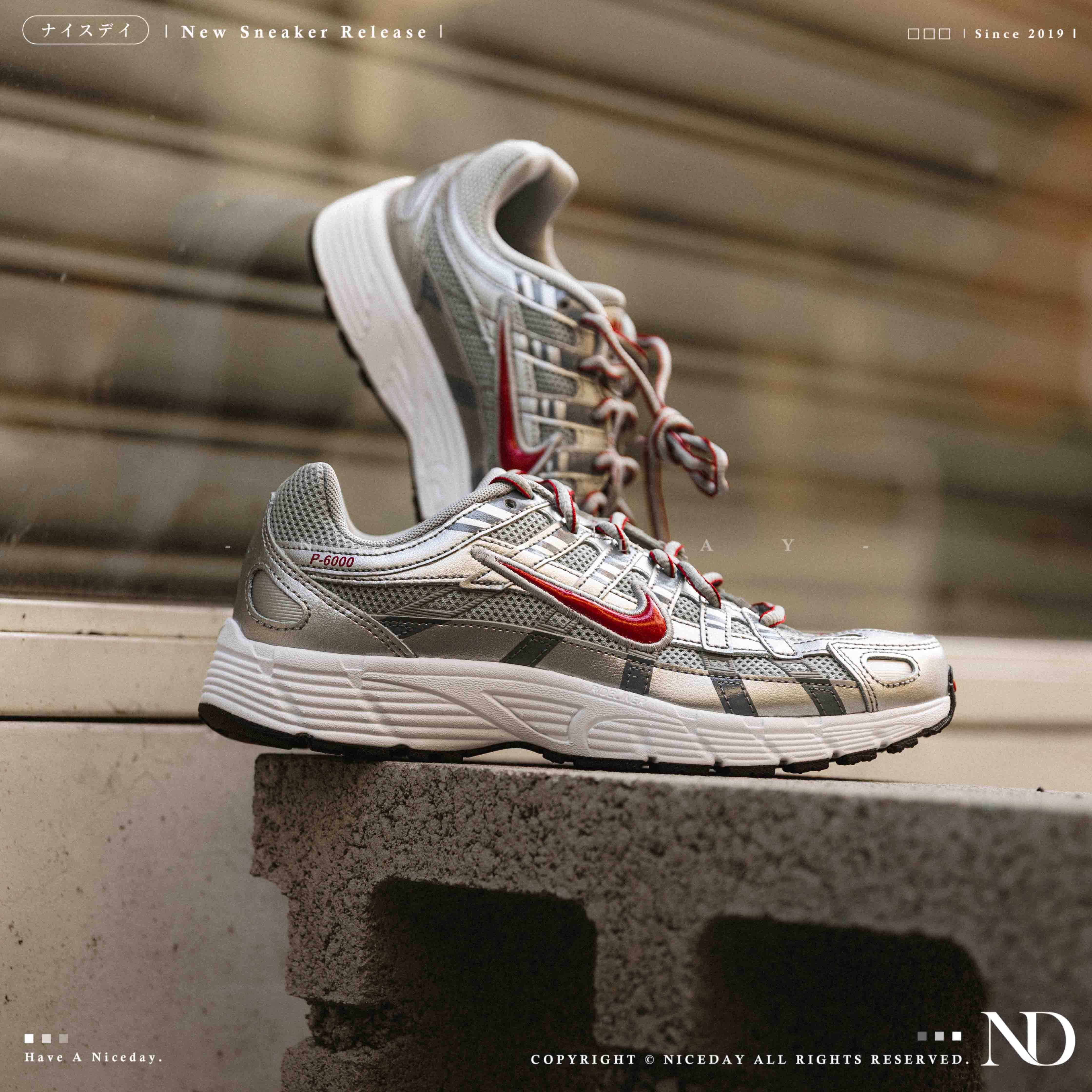 NICEDAY 現貨 Nike P-6000 銀 銀灰 灰紅 銀紅 復古 大童 P6000 女鞋 HV5064-016