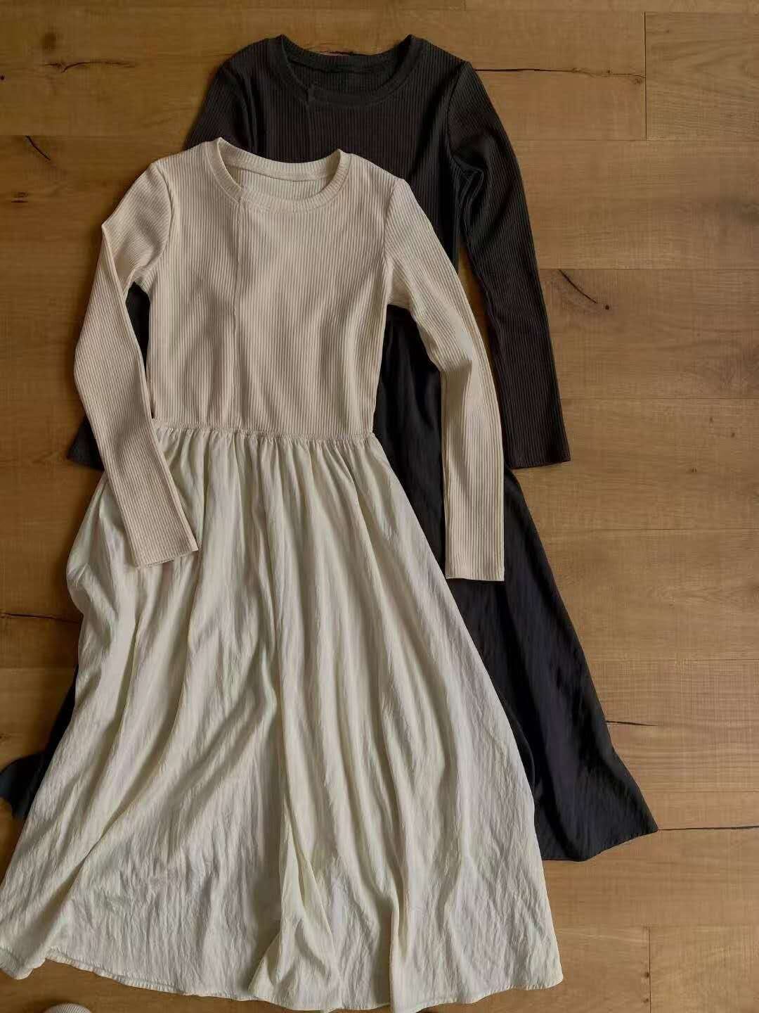 DR5415 羅紋針織長袖連身裙 - Ivory S *特價* (優惠碼同充值購物金不適用)