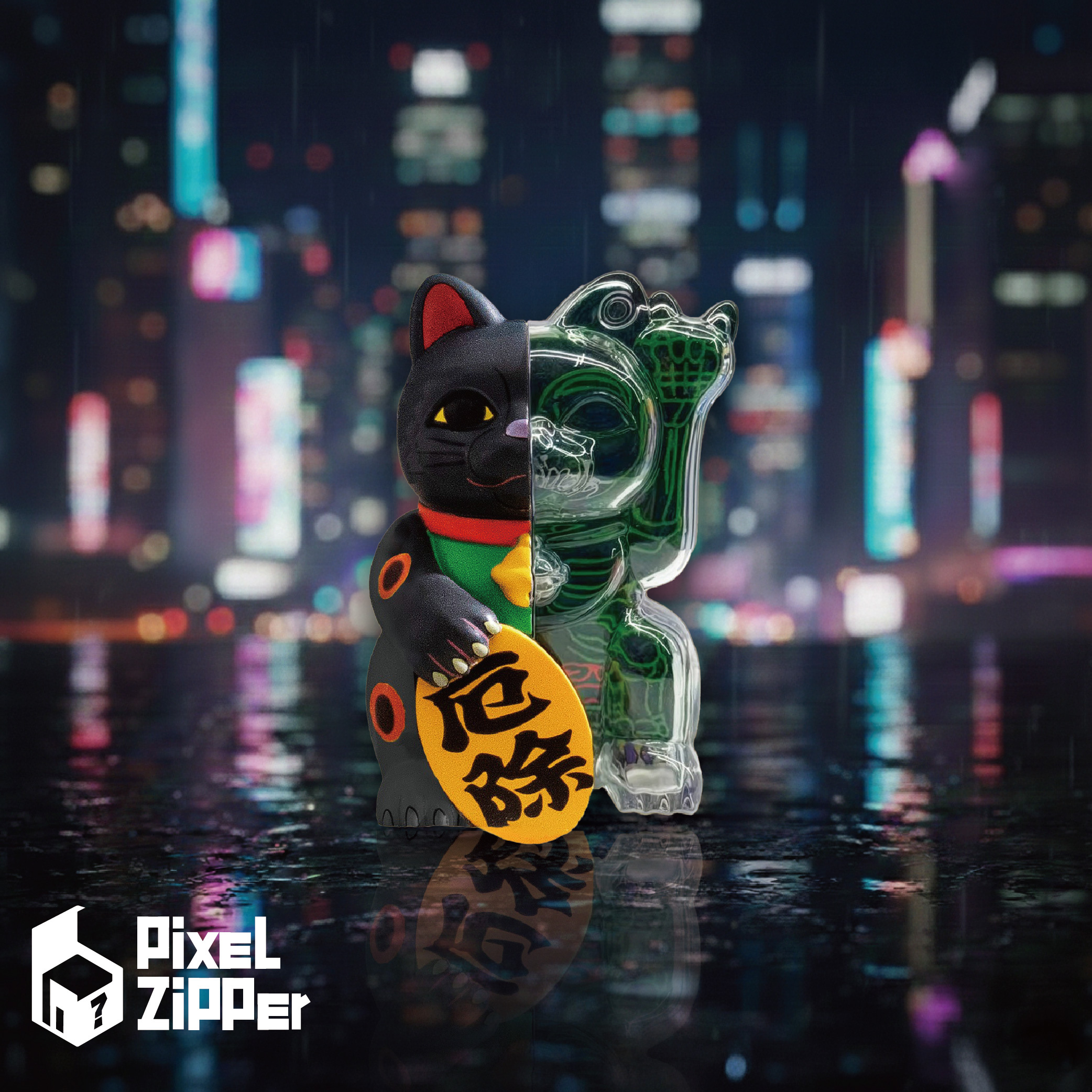 Pixel Zipper Kouun Neko 招財貓盲盒