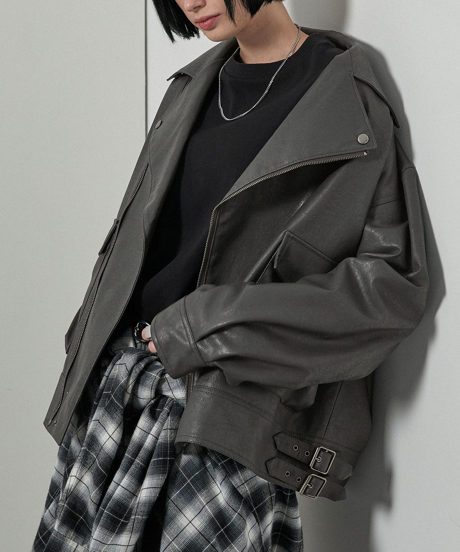 日本限定 Alfred Alex 騎士風 皮衣外套 黑色 灰色 2色