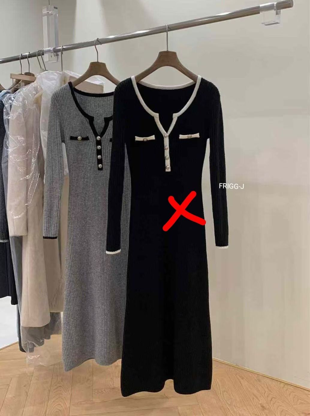 FJ5402 小香針織連身裙 - 灰 *特價* (優惠碼同充值購物金不適用)