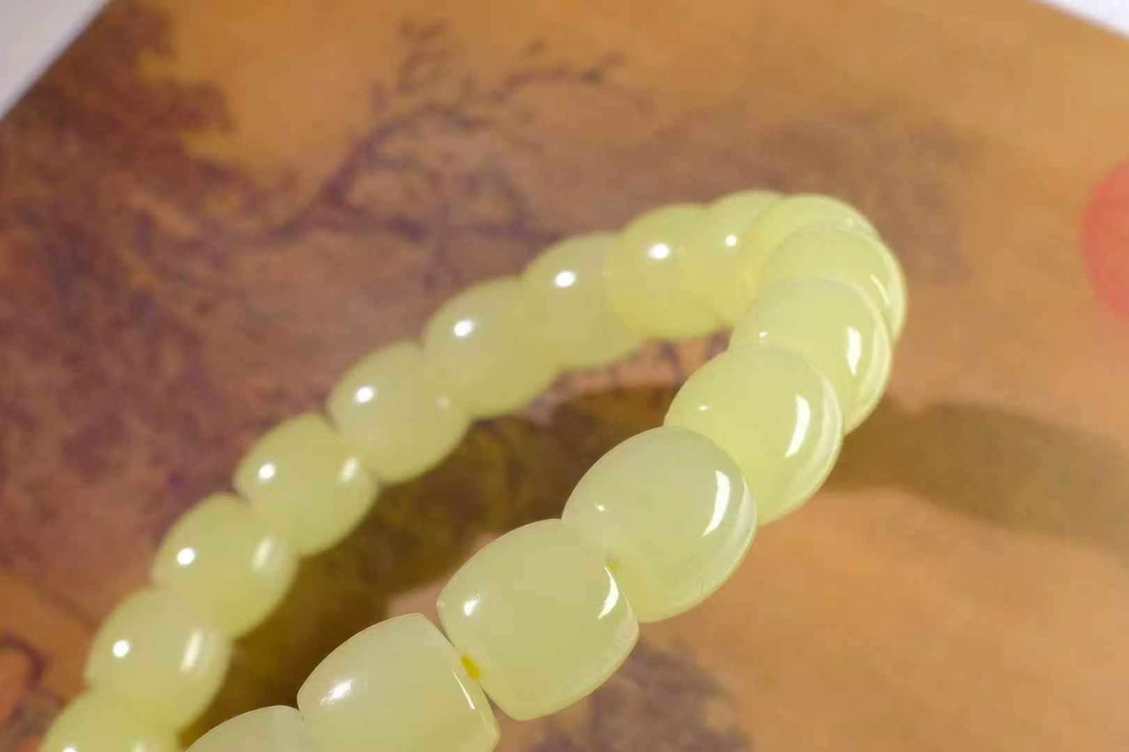 1977 和田玉黃口直切手串 (8-9mm直徑)