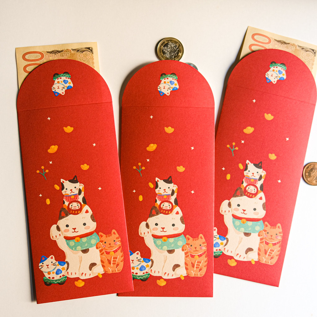 馬年紅包袋 招財貓派對 3入組｜毛乖畫鹿 Furimuri 台灣