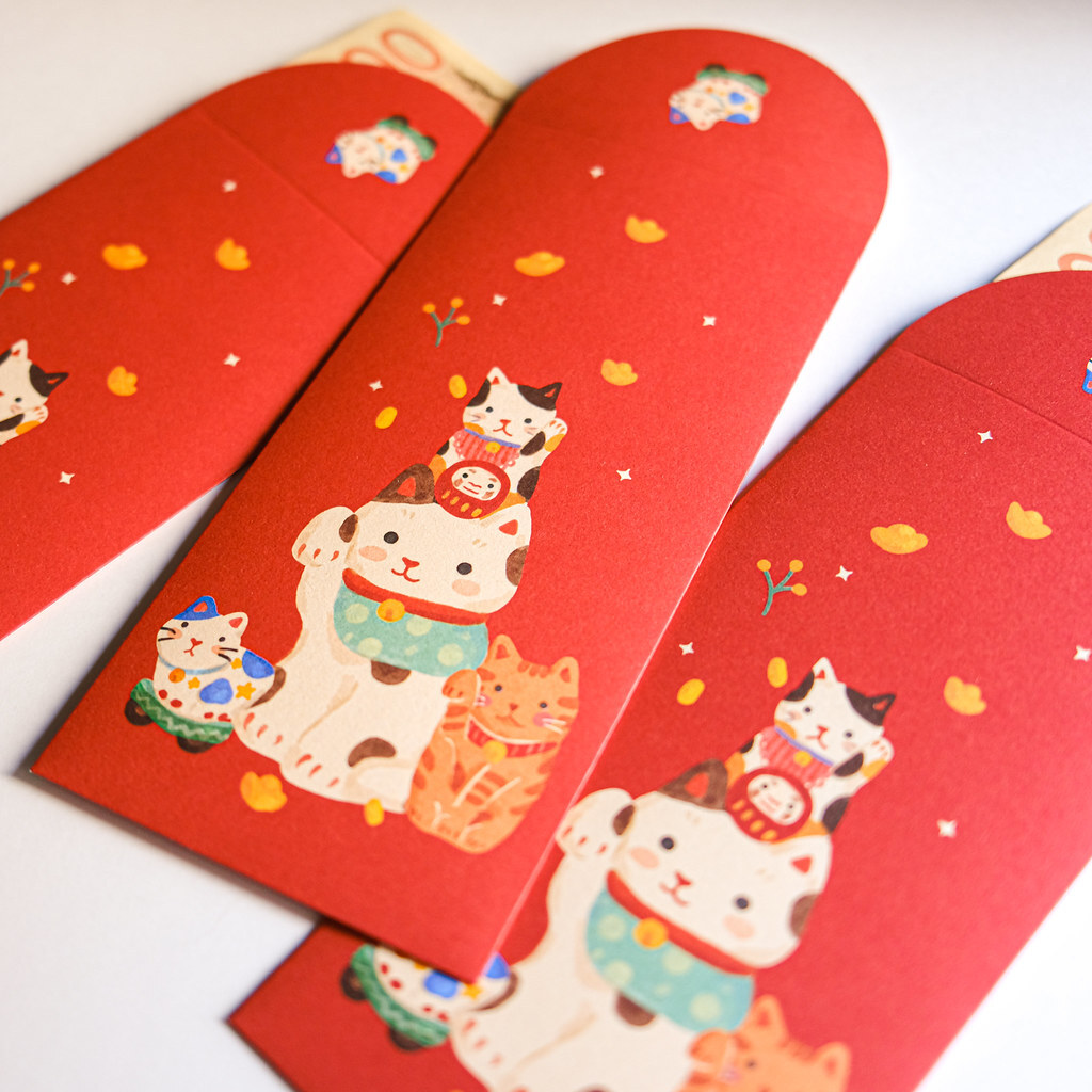 馬年紅包袋 招財貓派對 3入組｜毛乖畫鹿 Furimuri 台灣