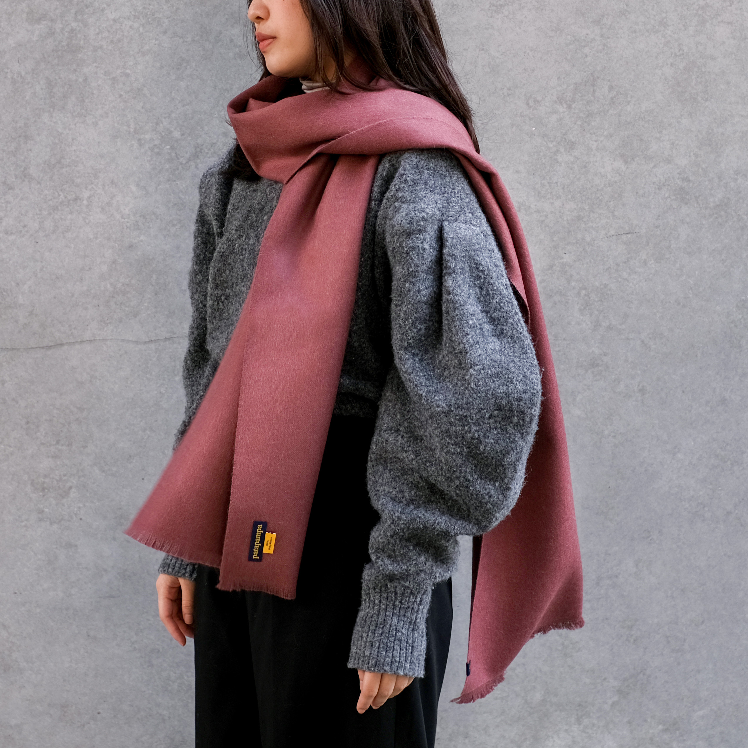 安地斯羊駝圍巾｜雀紅｜秘魯