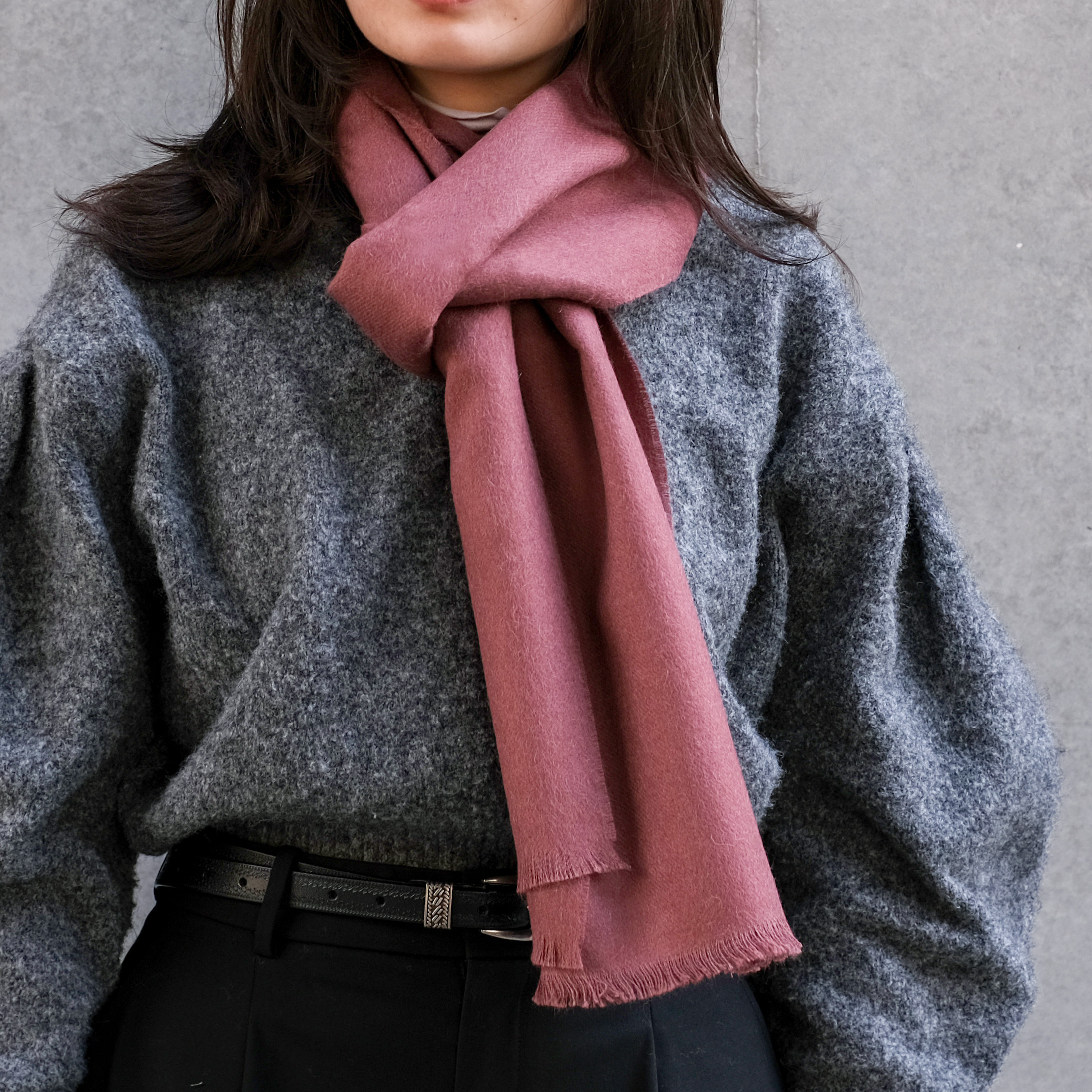 安地斯羊駝圍巾｜雀紅｜秘魯