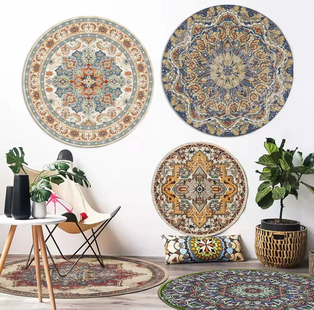 巴洛克風格圖騰風圓形地毯