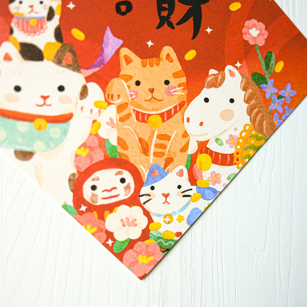 恭喜發財 2026馬年斗方 14.5公分｜毛乖畫鹿 Furimuri 台灣