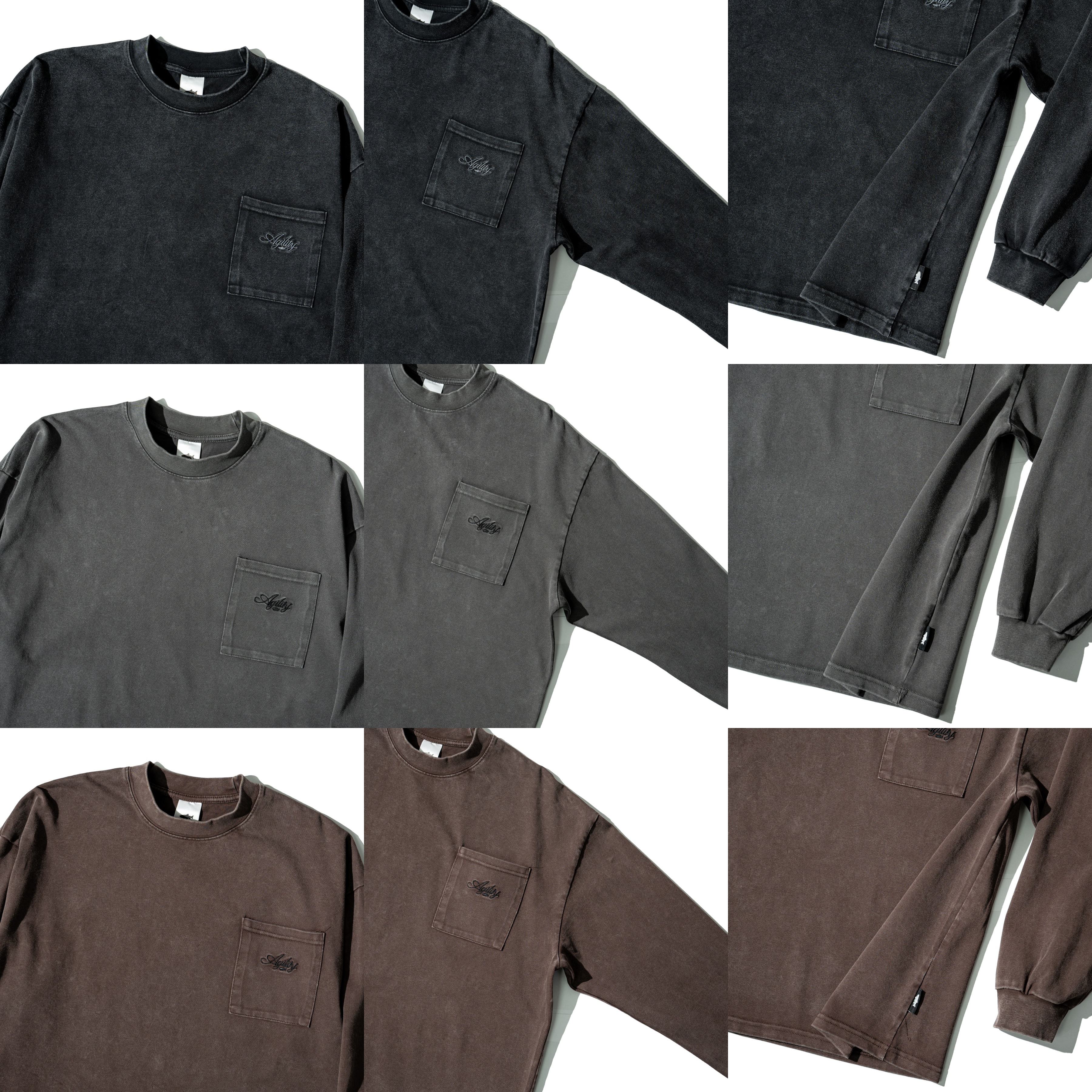 AGILITY Boxy LS Pocket Tee / Washed 寬短 水洗 口袋長袖Tee [WS30]