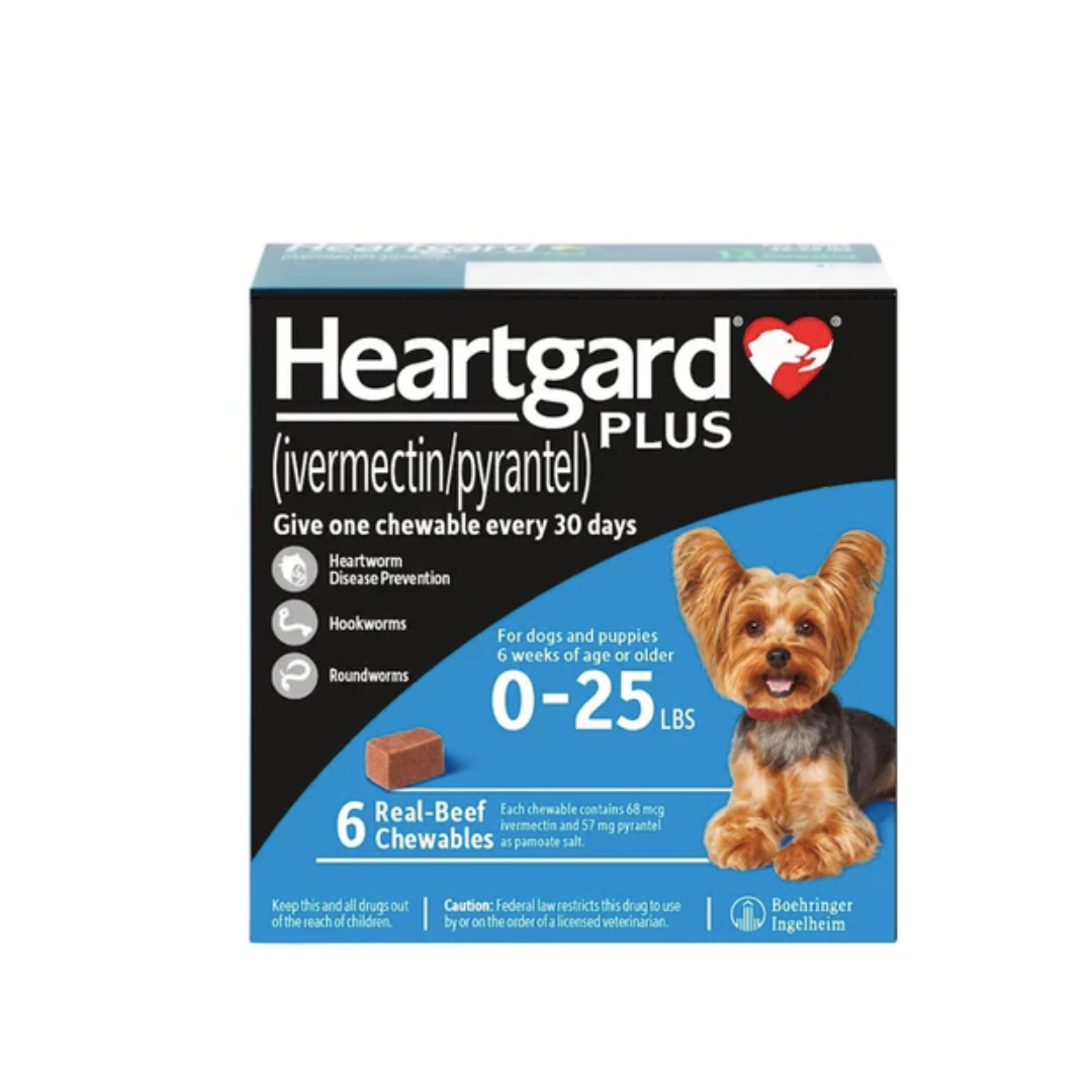 Merial - Heartgard Plus預防心絲蟲咀嚼配方 (迷你犬 25磅以下)