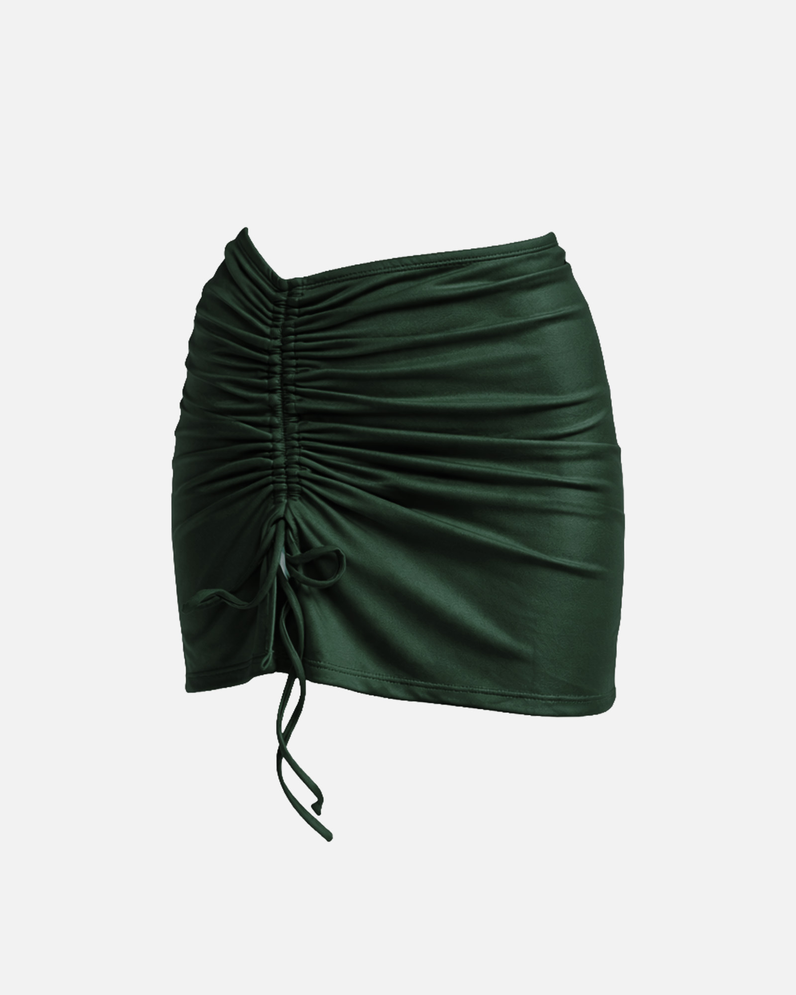 【絲光深綠】Aura 開衩抽繩外罩泳裙