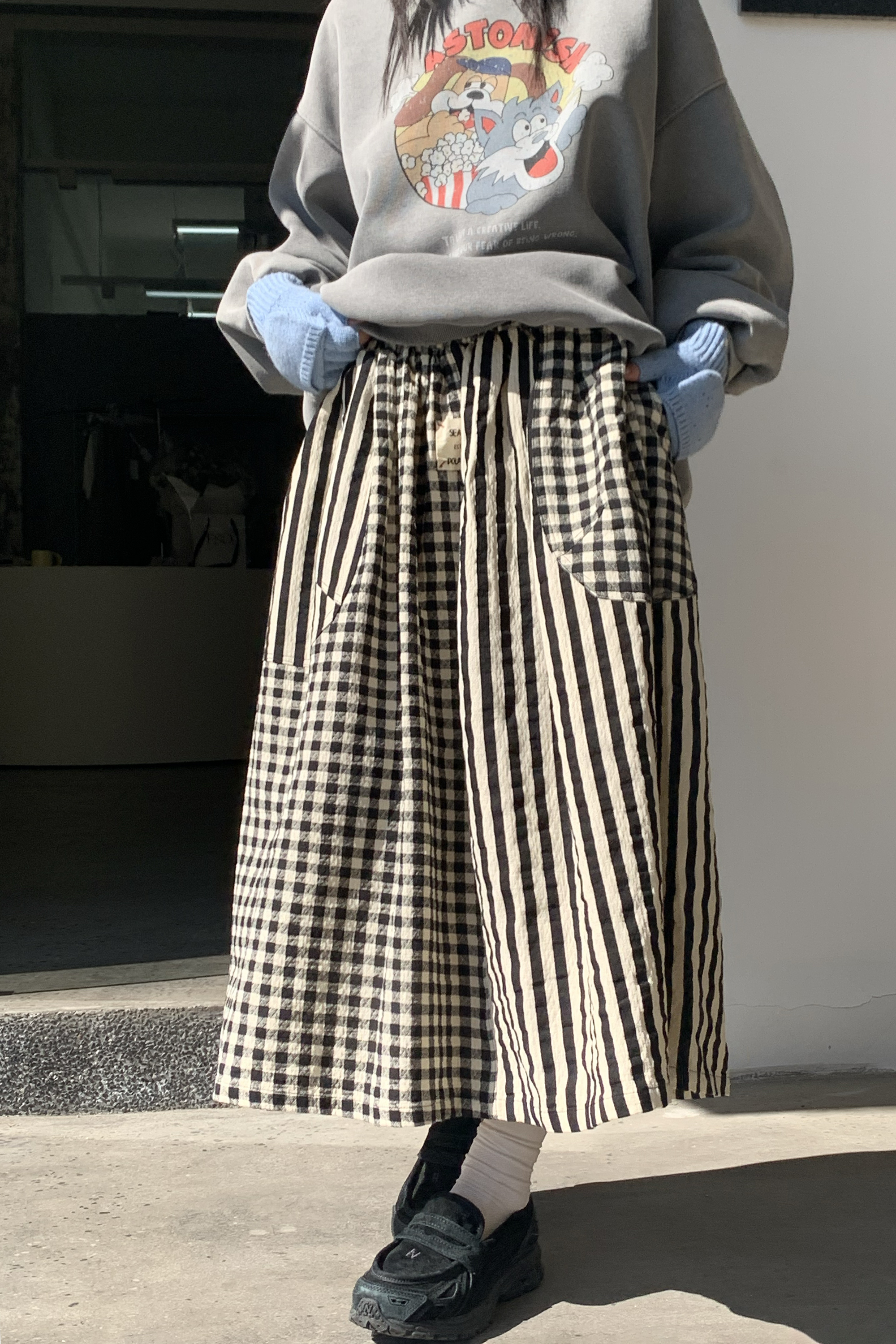 Winter Finale｜日系拼接格子職條裙 2色