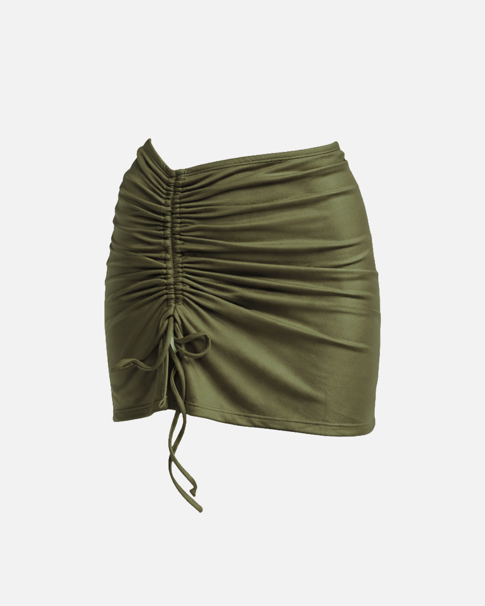 【絲光墨綠】Aura 開衩抽繩外罩泳裙