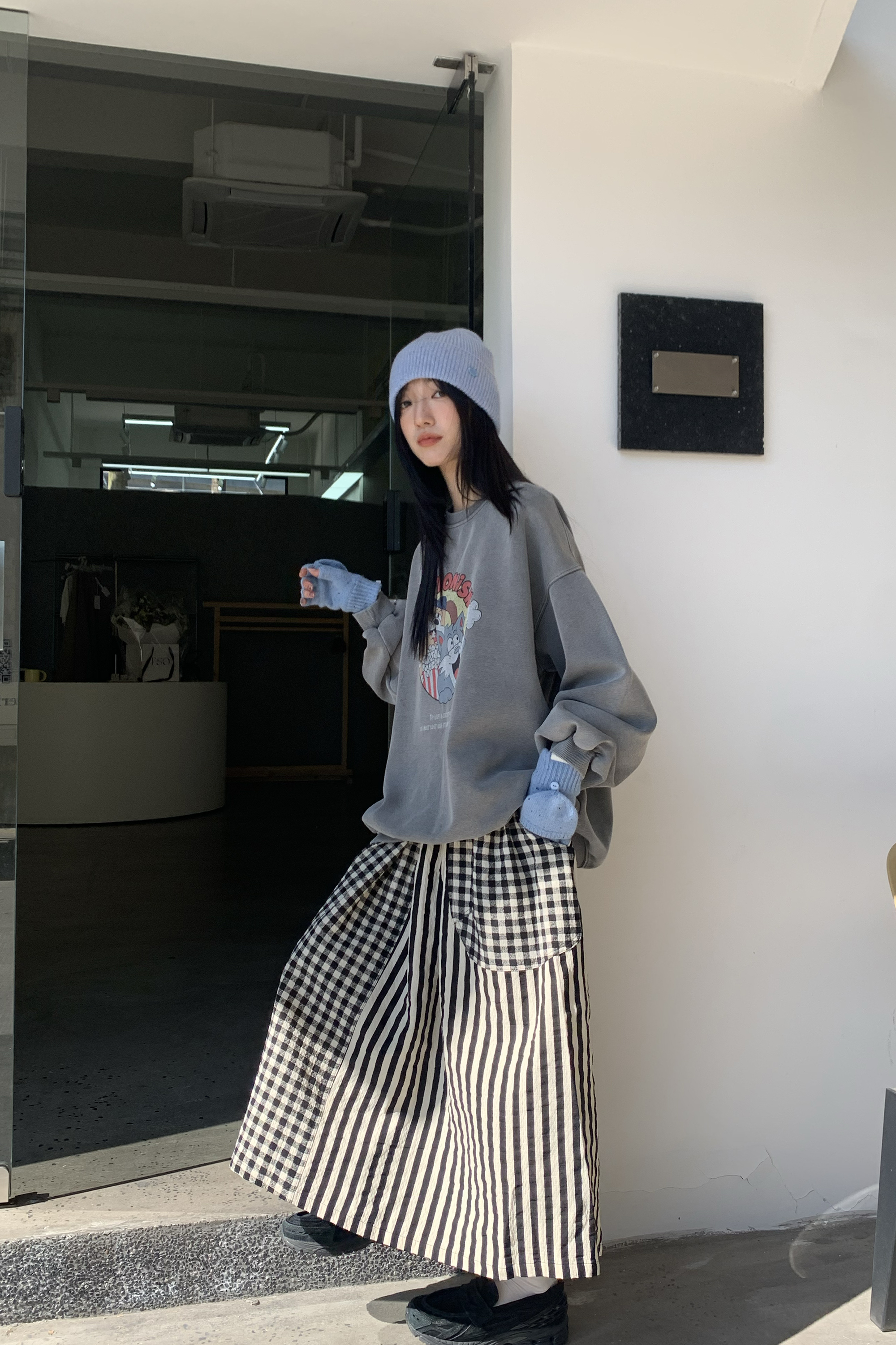 Winter Finale｜日系拼接格子職條裙 2色