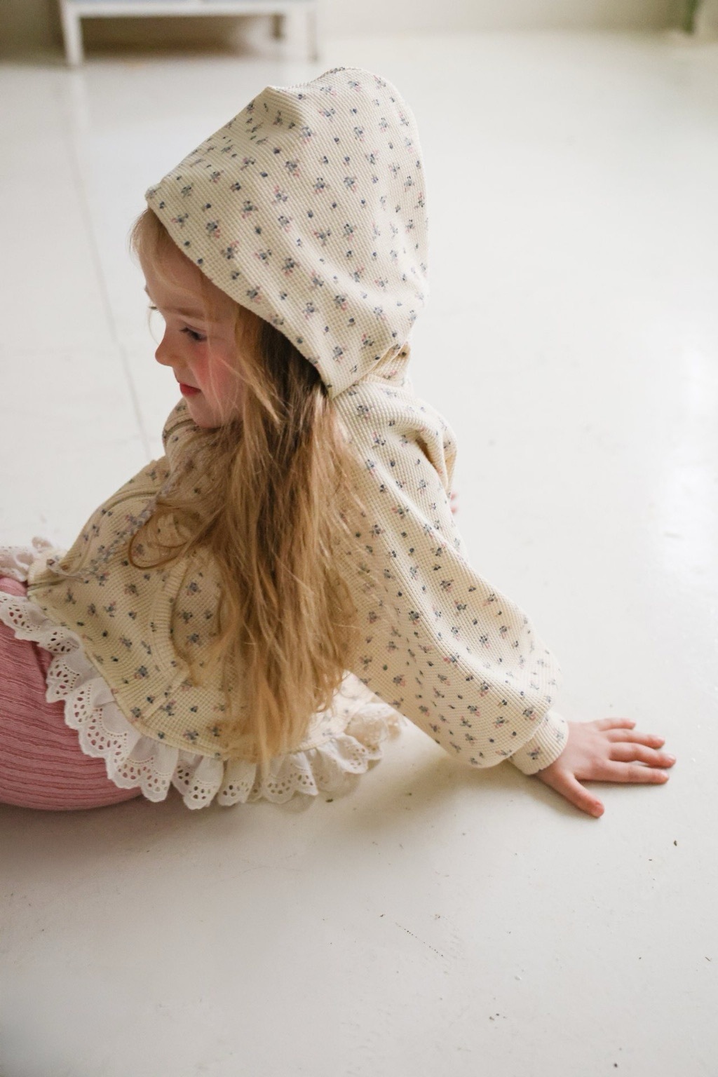 華夫格連帽蕾絲外套