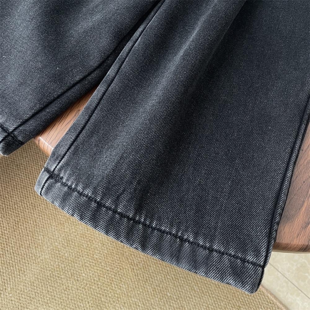 春季花邊直筒寬褲(不加絨)