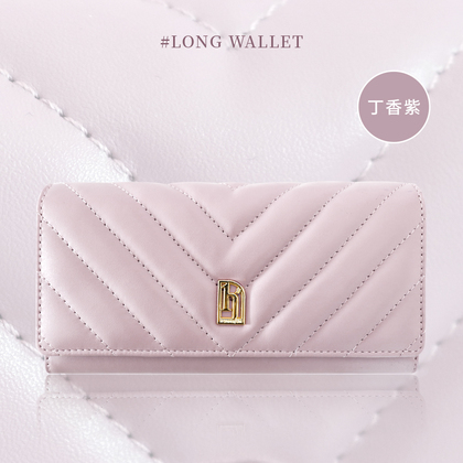 三折V型長夾-丁香紫