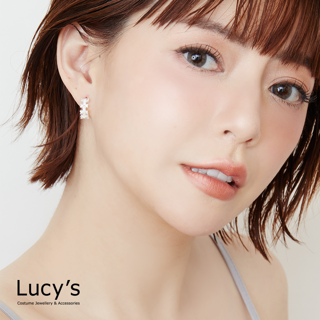 925純銀 鑽光蝴蝶結 易扣耳環 (125302)